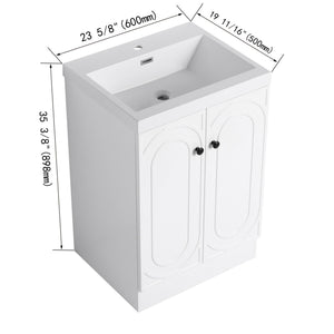 Contemporary Freestanding Bathroom Vanity With Resin Sink & Soft-Close Cabinet Doors