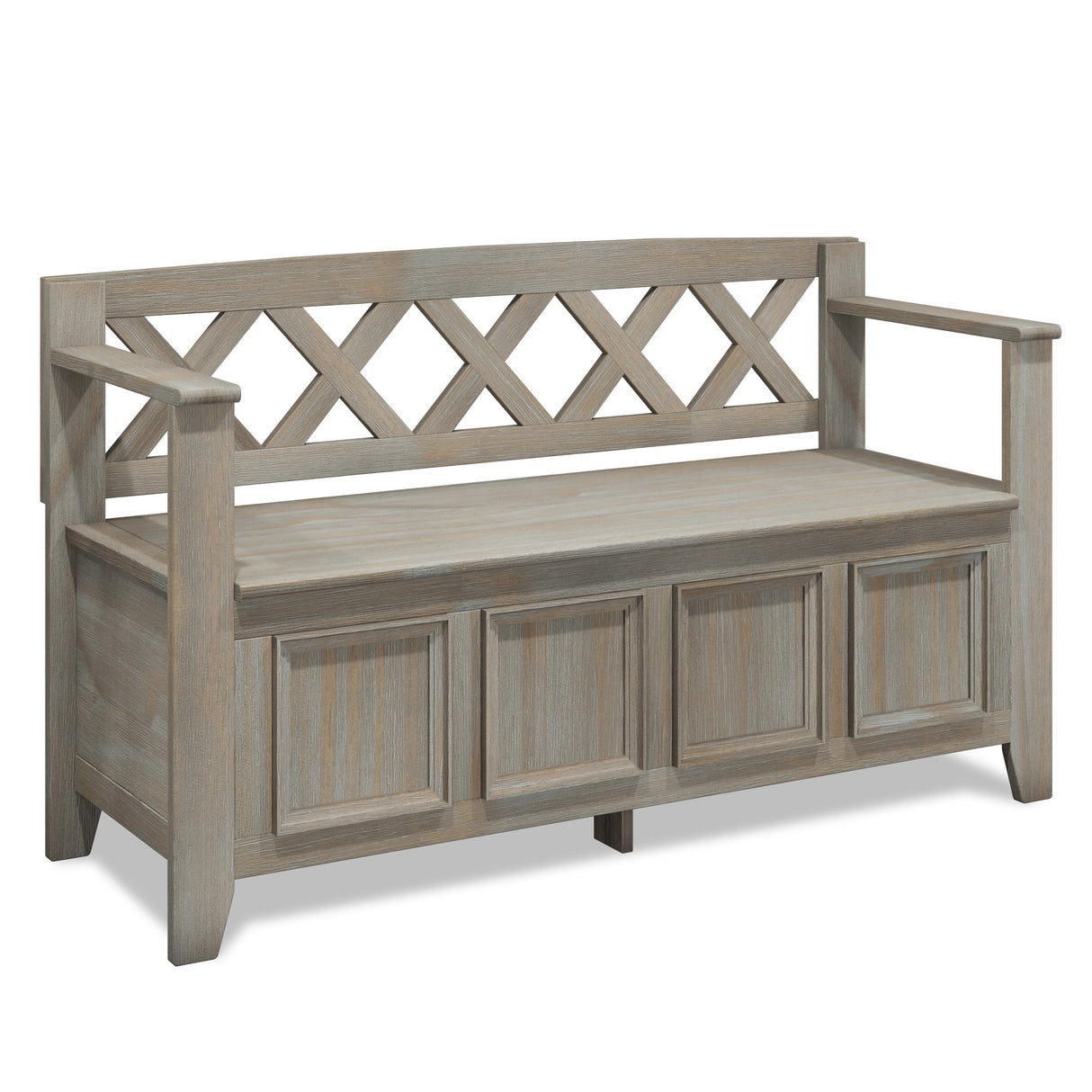 Amherst Solid Wood Entryway Storage Bench in Distressed Grey