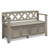 Amherst Solid Wood Entryway Storage Bench in Distressed Grey