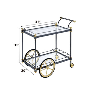 Cyrus Clear Glass Serving Cart - Black / Gold