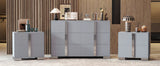 3-Pieces Sets, Elegant 6 Drawers Dresser and Two Nightstands