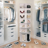 7 Tier Rotating Shoe Rack With High Base Design, Freestanding 360° Organizer For 28 Pairs - White