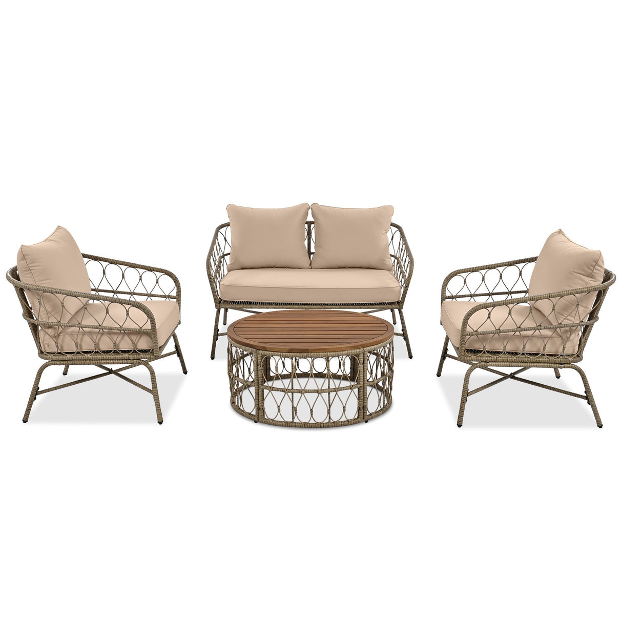 GO Bohemia-Inspired 4-Person Outdoor Seating Group with Removable Cushions