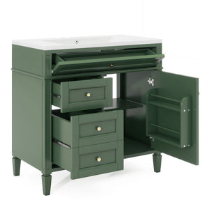 Bathroom Vanity With Top Sink, 2 Drawers and Tip Out Drawer