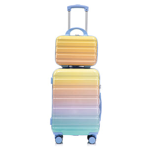 14'/20' 2-Piece PC Spinner Wheel Luggage Set in Gradient Blue and Yellow