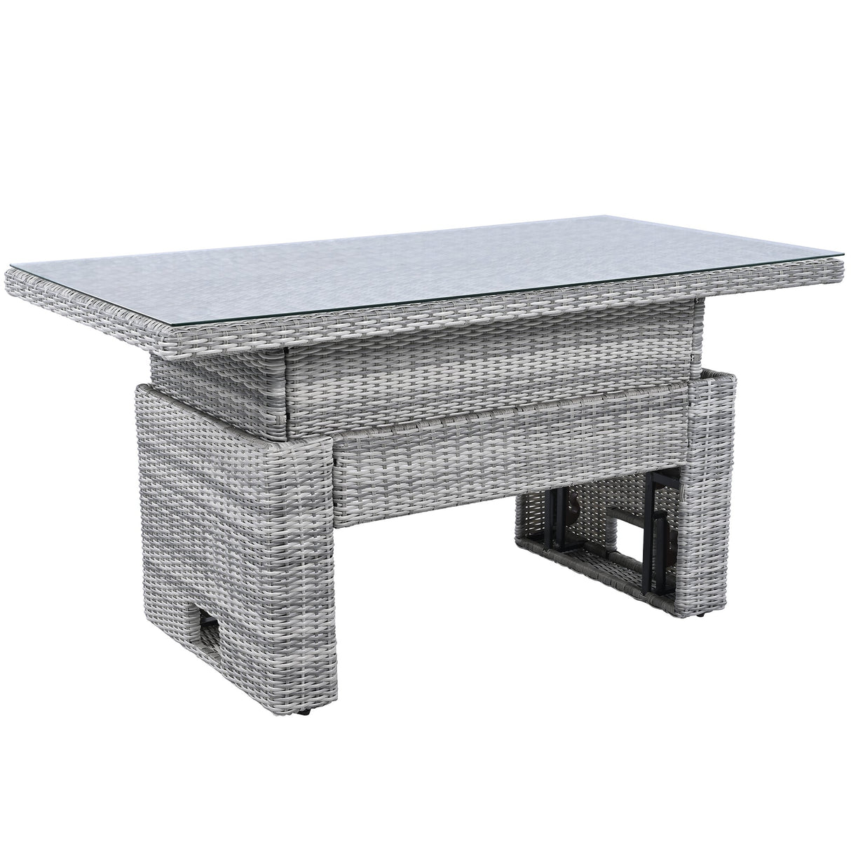 Outdoor Furniture Set Patio Rattan Furniture with Adjustable Table, Recliners, Side Tables, Ottomans