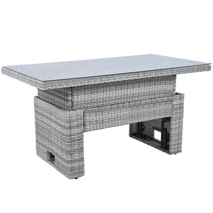 Outdoor Furniture Set Patio Rattan Furniture with Adjustable Table, Recliners, Side Tables, Ottomans