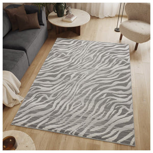 Geometric Area Rug with 3D Effect - Ivory / Gray