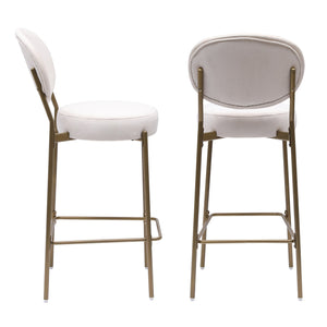 29'' Upholstered Velvet Bar Stools with Backrest & Footrest Set of 2