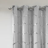 Total Blackout Metallic Print Grommet Top Curtain Panel Pair(2 Pcs Window Panels)