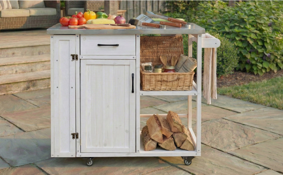 Outdoor Kitchen Island Fir Wood Prep Station