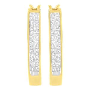 10K Yellow Gold 1/2 Cttw Invisible Set Princess-cut Diamond Hoop Earrings (H-I Color, SI2-I1 Clarity)