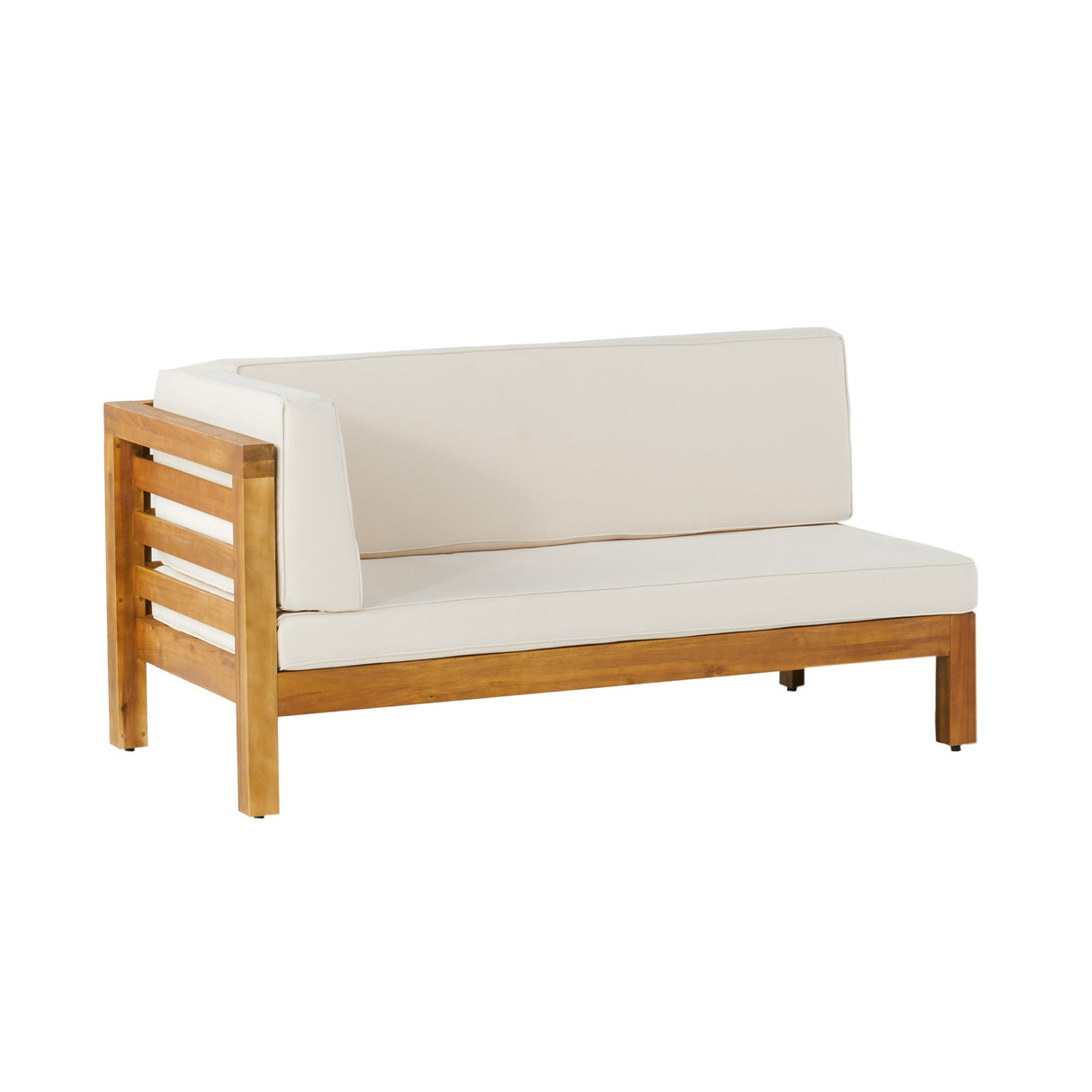 OANA Outdoor Wooden Sectional Set with Cushions, Beige