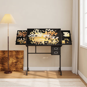 1000 Pieces Jigsaw Puzzle Metal Table with 4 Trays and 2 Drawers