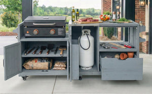 K&K 80.5' Outdoor Kitchen Island for Big Green Egg & Blackstone Griddle