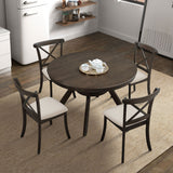 Wooden Dining Table Set (1 Table with 4 Chairs), BROWN