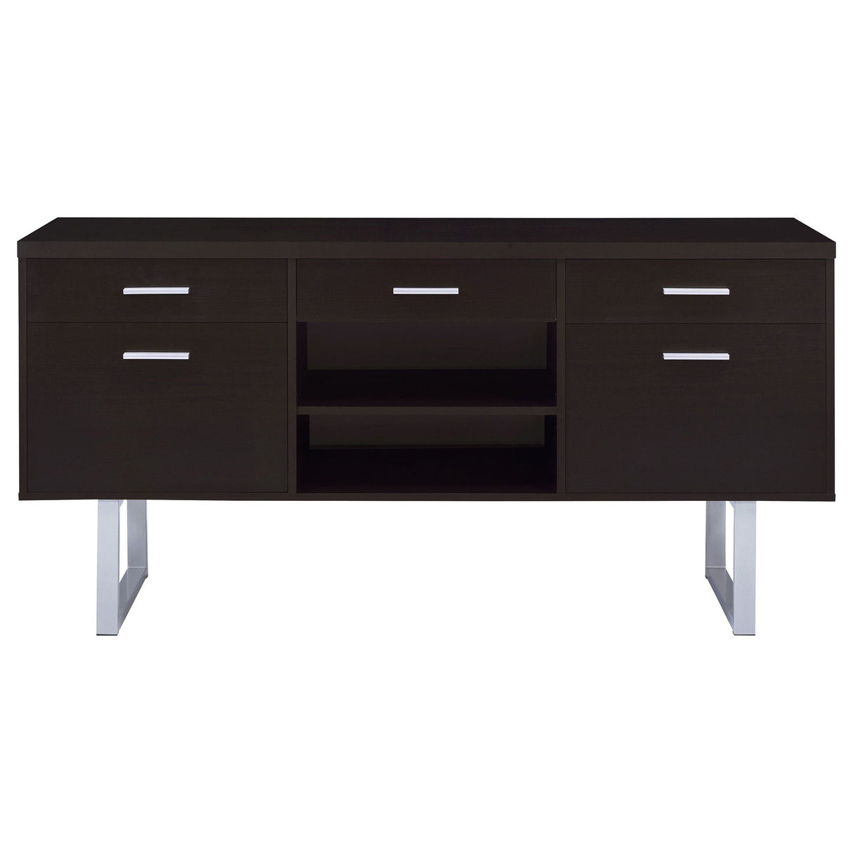 5 Drawer Credenza With Open Shelving - Cappuccino