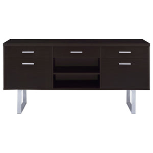 5 Drawer Credenza With Open Shelving - Cappuccino