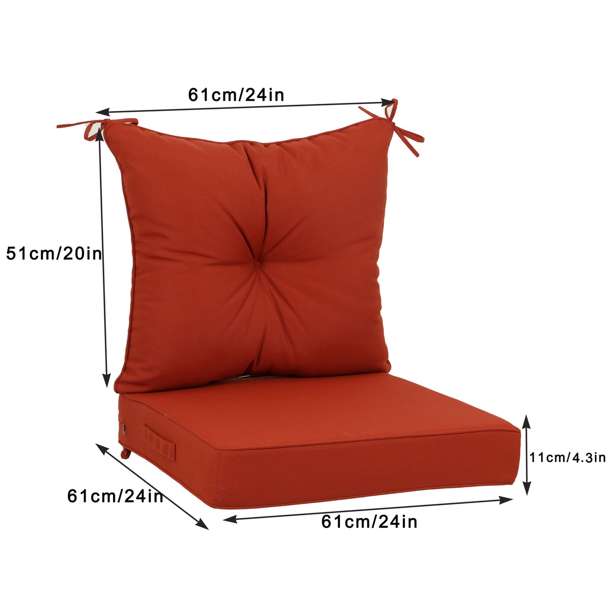 Outdoor Deep Seat Cushions for Patio Furniture, Set of 2