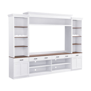 Farmhouse 4-Piece Entertainment Center with Bookshelf for TVs Up to 70"