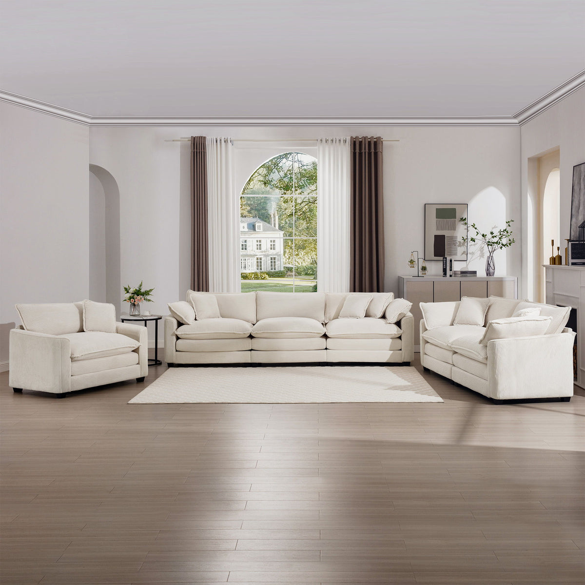 Elegant Oversized Sectional Sofa Set With Deep Seats And Flexible Layout
