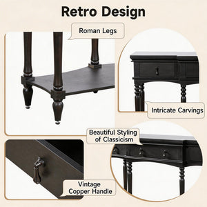 Retro Console Table With 3 Soft Close Drawers