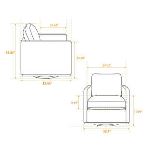 Modern Upholstered Square Swivel Accent Chair With 360 Degree Rotation
