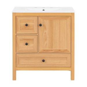 Modern Bathroom Vanity With Sink, Soft Close Drawers & Door, Storage Rack