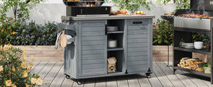 K&K 78.3' Outdoor Kitchen Island with Foldable Grill Table