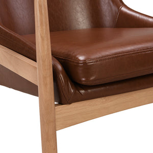 U-Can PU Leather Accent Chair Set of 2 Mid-Century Modern Armchair with Solid Wood Frame
