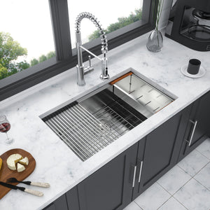 Premium Single Bowl Undermount Workstation Kitchen Sink with Accessories