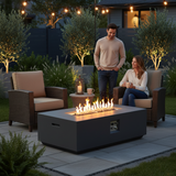 Volon Modern Rectangular Fire Pit Table in Light Gray