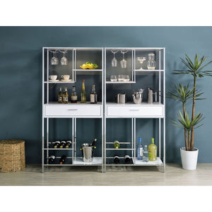 Draper - 5 Shelf LED Wine Cabinet With Pull Out Drawer - Gloss White