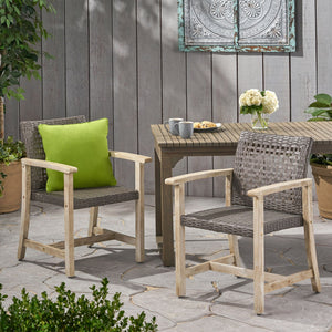 Outdoor Dining Chair Acacia Wood Frame (Set of 2)