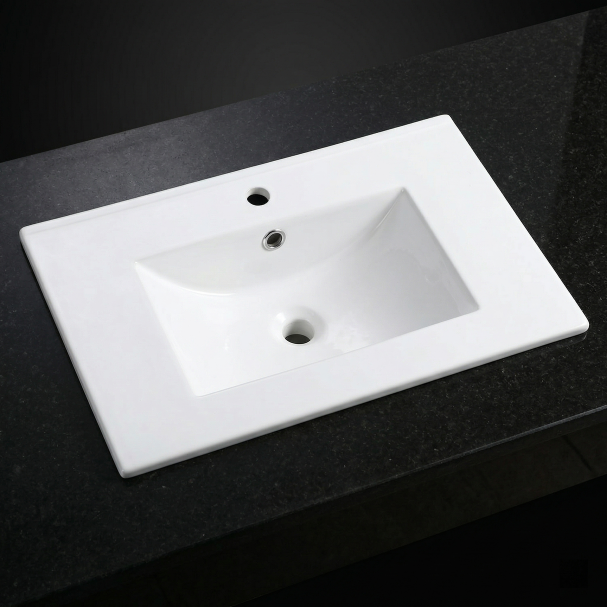 30Inch x 18.5Inch Ceramic Bathroom Vanity Sink Top with Single Hole