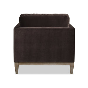 Knox 36" Modern Farmhouse Arm Chair, Deep Brown Performance Velvet