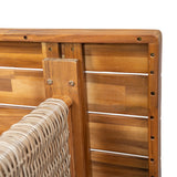 Outdoor 6 Pieces Acacia Wood Dining Set with Handwoven Rattan Legs