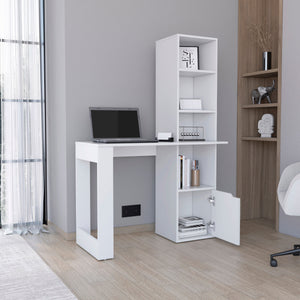 Iowa Computer Desk with 1-Cabinet and 4-Tier Bookcase