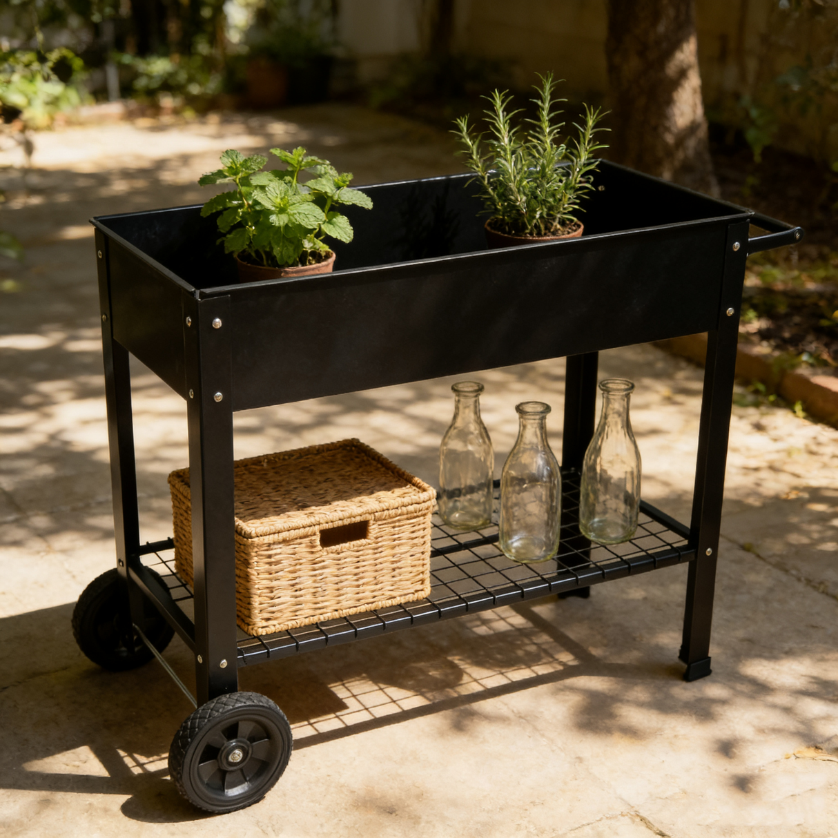 Mobile Metal Raised Garden Bed Cart with Legs