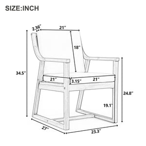 TREXM Patio Dining Chair Set of 2 with Removable Cushions