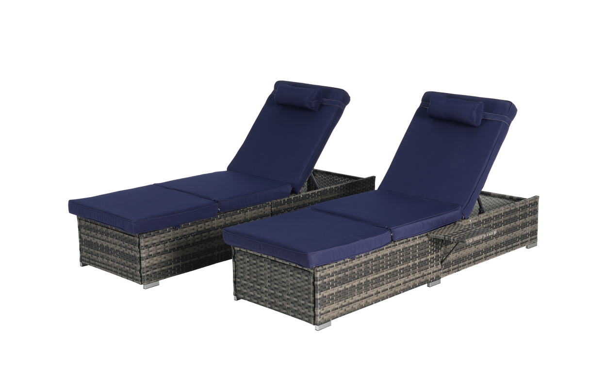 Outdoor Chaise Lounge Chair Set of 2 with Storage