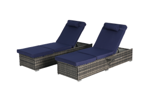 Outdoor Chaise Lounge Chair Set of 2 with Storage