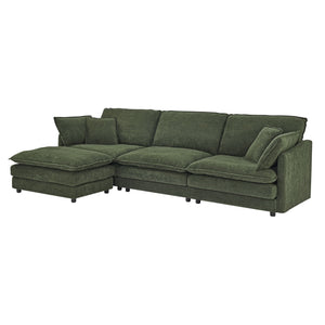 L-Shaped Sectional Sofa With Ottoman, Convertible 4 Seater Couch