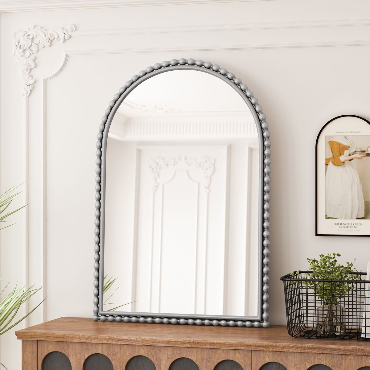 Vintage Iron Art Arch Mirror, Wall Hanging Or Table Display