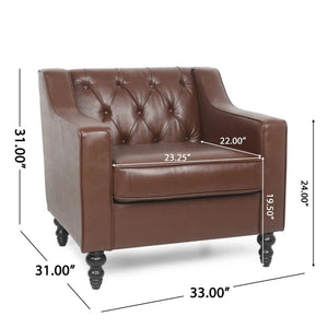 Contemporary Club Chair With Button Tufting And Birch Wood Legs