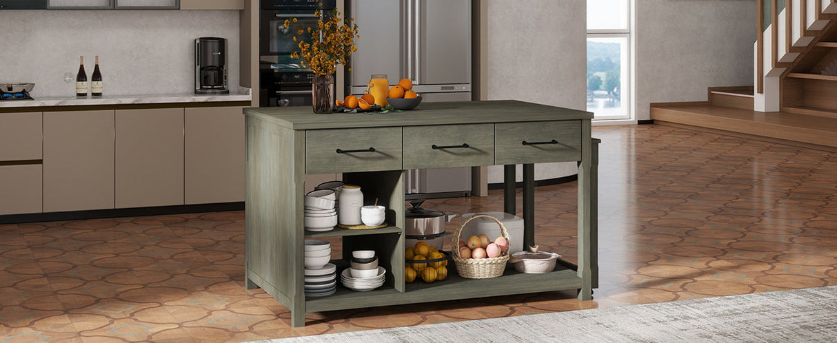 TREXM Extendable Kitchen Island with Storage