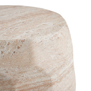 Travertine Lightweight Concrete Side Table For Indoor / Outdoor Use - Beige