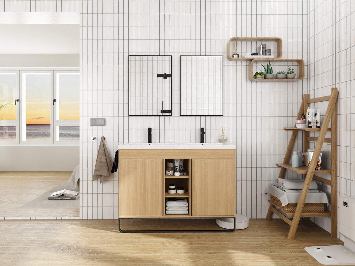 48" Freestanding Bathroom Vanity With Resin Double Sink