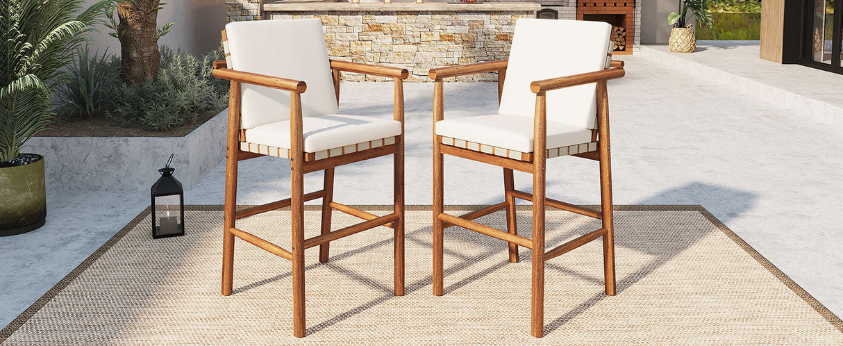 Outdoor Counter Height Bar Stools Set of 2 with Cushions