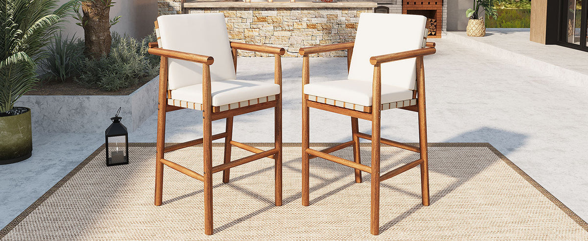 Outdoor Counter Height Bar Stools Set of 2 with Cushions